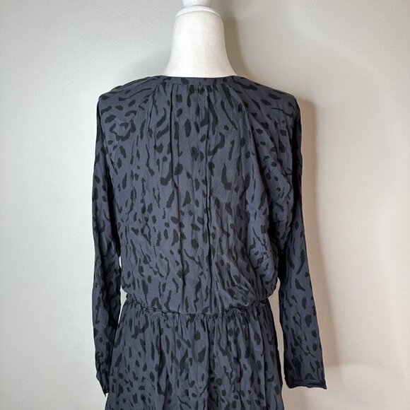 Rails Blue Black Jasmine Ash Cheetah Print Long Sleeve V-neck Mini Dress‎ L - Picture 11 of 16